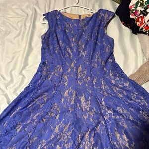 Danny & Nicole Royal Blue Lace Midi Dress